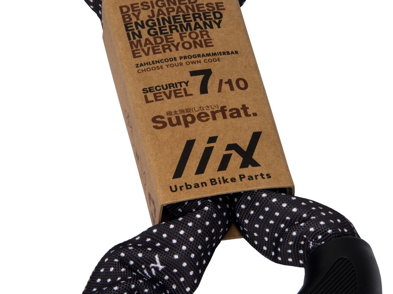 20414-Liix-Fahrrad-Zahlenschloss-Big-Lock-85cm-Polka-Dots-Black neu